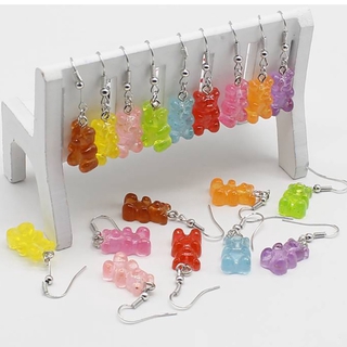 ต่างหูสตั๊ด ลาย Gummy Bear เยลลี่ หลากสี สไตล์มินิมอล แฟชั่นสำหรับผู้หญิง