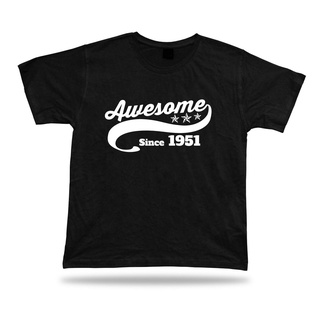 แขนสั้นcrew neckเสื้อยืดลําลอง แขนสั้น พิมพ์ลาย Awesome From 1951 ของขวัญวันเกิด สําหรับผู้ชาย 422456S-XXXXL