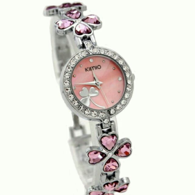 Kimio นาฬิกาข้อมือผู้หญิง  สายสแตนเลสประดับ Jewelry รุ่น K456L- สีชมพู