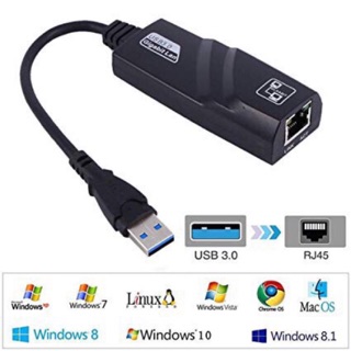 ราคาUSB 3.0 to RJ45 Gigabit Lan 10/100/1000 Ethernet Adapter แปลง USB3.0 เป็นสายแลน ไดรเวอร์ในตัว