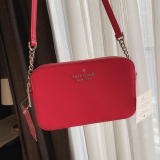 🎀 (สด-ผ่อน) กระเป๋าสะพายสีแดง 2 ซิป  WLR00131 Kate Spade Cameron Double zip small crossbody สี digital rd