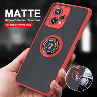 For Realme 9 Pro Plus Case Car Magnetic Stand Ring Matte Armor Cover Reame Realmi 9i 9Pro Realme9 i Pro+ Camera Protection Coque