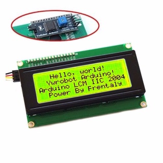 2004 LCD (Yellow Screen) 20x4 LCD พร้อมบัดกรี I2C Adapter