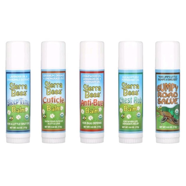 Sierra Bees, Stick Balm, Sleep Time / Anti Bug / Cuticle Care / Bumpy Road Salve / Chest Rub (17 g)