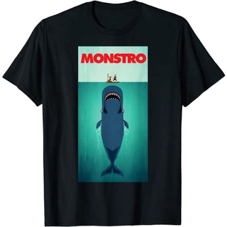 เสื้อยืดผ้าฝ้ายพรีเมี่ยม เสื้อยืด พิมพ์ลายปลาวาฬ Monstro