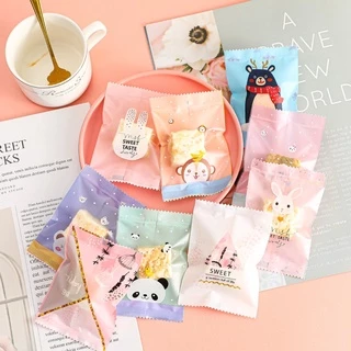 สินค้าพร้อมส่ง 1แพค95-100ใบ ถุงซีล ถุงใส่คุกกี๊ ร้านสุ่มลายให้ ถุงขนม มีหลายขนาด ขนาด 5.5*8.5 7*10 9*11.5 ซม.ฝ