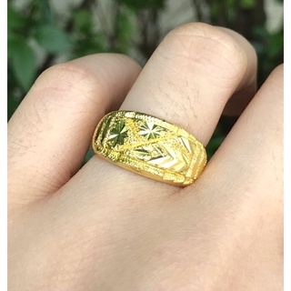 แหวนทองหุ้ม ลายเหลี่ยมดอกจิก หนัก 1 บาท RG19