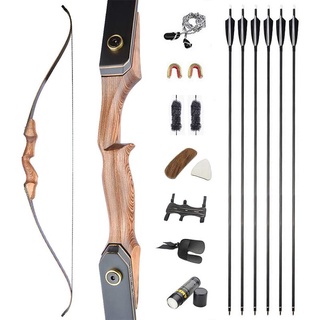 60 นิ้วยิงธนู Recurve Bow 30-60lbs ขวามือ Takedown Hunting Bow สำหรับอุปกรณ์เสริมการถ่ายภาพ