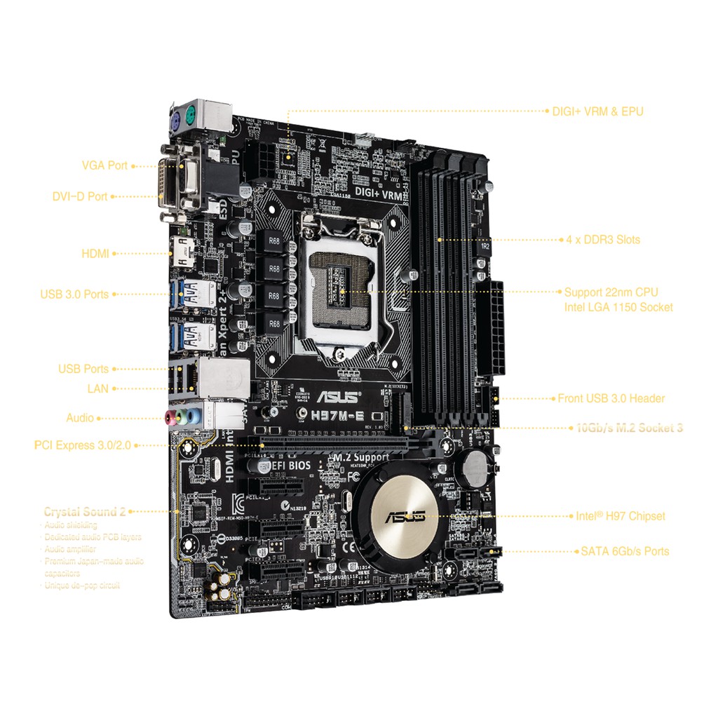 เมนบอร์ด ดีๆถูกๆ Mainboard Intel® H97 H97M-E ASUS