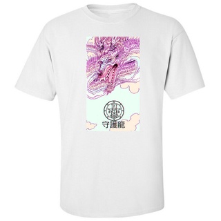 ผ้าฝ้ายคอกลมมาใหม่ เสื้อยืด ผ้าฝ้าย แบบนิ่ม ลาย Vaporwave Old Japan Dragart สําหรับผู้ชายfrom S-4XL