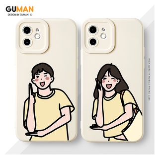 GUMAN เคสคู่ เคสไอโฟน คู่รัก ขอบเหลี่ยมกันกระแทกซิลิโคนนุ่มการ์ตูนน่ารักตลก เคสโทรศัพท์ Compatible for iPhone 14 13 12 11 Pro Max SE 2020 X XR XS 8 7 6 6S Plus พลัส XYM553