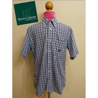 Henry Cottons Brand_2nd hand เสื้อเชิ้ตแขนสั้นผ้าฝ้าย100%/ Size 39/ แท้มือสองกระสอบนำเข้า​