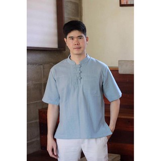 เสื้อผู้ชายคอจีน รุ่นกระดุมจีน    AI-002 ฟ้าเทา