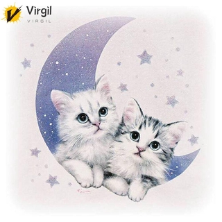 winnereco diy ภาพจิตรกรรมปักครอสติสลาย cute moon cats ติดประดับเพชรสําหรับติดตกแต่งผนังบ้าน