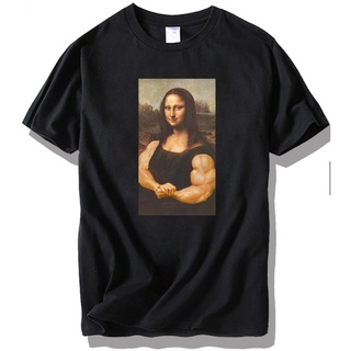 ROUNDคอลูกเรือNeckเสื้อยืดแขนสั้น พิมพ์ลาย Mona Lisa Muscle Sister สไตล์อเมริกันเรโทร สําหรับผู้ชาย และผู้หญิง-4XL