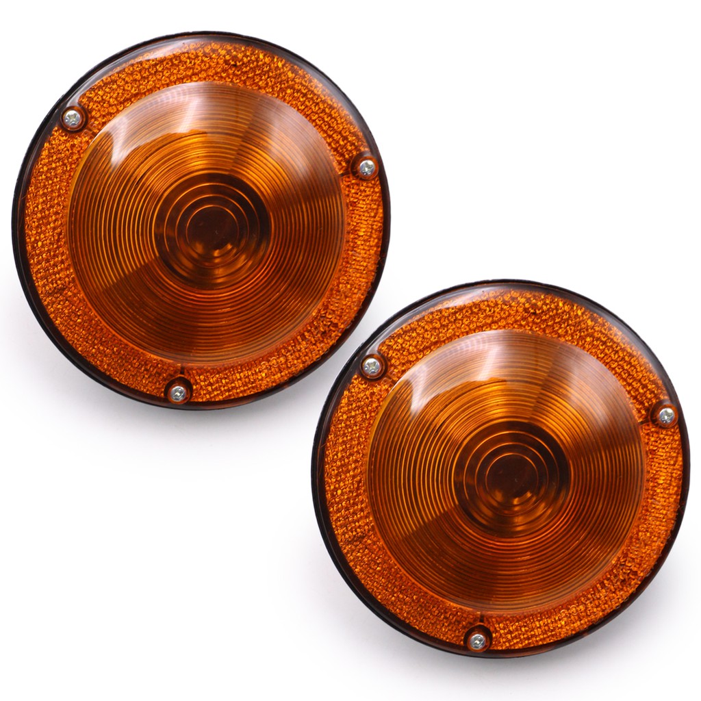 ไฟท้าย ทรงกลม เลนส์สีส้ม 12V. 2 ชิ้น สำหรับ จี๊บ Jeep Willys CJ3 CJ5 CJ6 4x4 ปี 1945 1950 1960 1970 