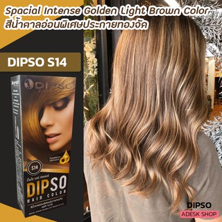 ดิ๊พโซ่ S14 สีน้ำตาลอ่อนพิเศษประกายทองจัด สีผม  สีย้อมผม ยาย้อมผม Dipso S14 Special Intense Golden Light Brown