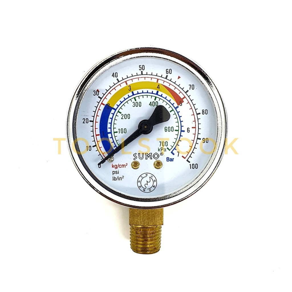 เกจ์วัดแรงดัน Pressure Gauge เกจวัดแรงดัน แบบแห้ง เกลียวออกล่าง 63mm.x1/4" sumo