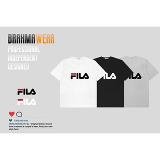 เสื้อเบลาส์ - BRAHAWEAR เสื้อยืดลําลองพื้นฐานขั้นพื้นฐาน FILA โลโก้จดหมายพิมพ์พรีเมี่ยมคุณภาพพรีเมี