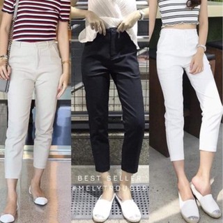 Mely Trouser สีขาว กับ เบจ size M ของใหม่ทั้งคุ่ ทรงกระบอกเล็ก ผ้ายืด ใส่สบายสวยคะ