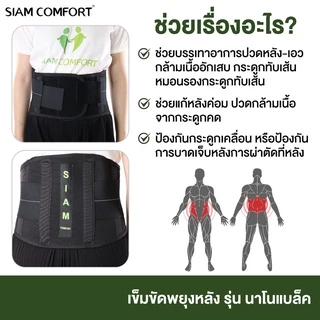 เข็มขัดพยุงหลัง Siamcomfort สายรัดเอว รุ่น NanoBlack ผ้าเย็นพิเศษ Lumbar Support Back support บล็อคหลัง อุปกรณ์พยุงหลัง