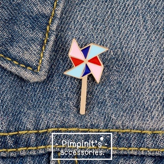 🇹🇭 พร้อมส่ง : เข็มกลัดลายกังหันหลากสี | Colorful Turbine Enamel Brooch Pin.