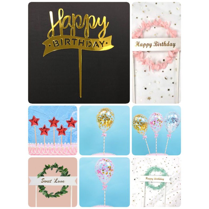 ป้ายปักเค้ก Happy birthday