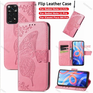 เคสโทรศัพท์มือถือหนัง กันกระแทก พร้อมช่องใส่บัตร หรูหรา สําหรับ Xiaomi Redmi Note 11 Poco M4 Pro 11s 4G 5G