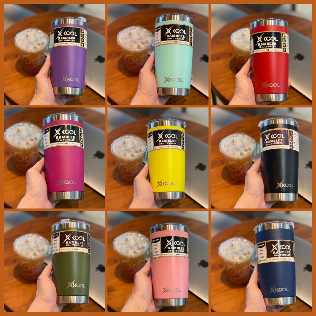 แก้วขนาด 20Oz สีพื้นเก็บอุณหภูมิความเย็น,ร้อน เป็นฝากันน้ำหก แถมฟรี!!ยางลองแก้ว