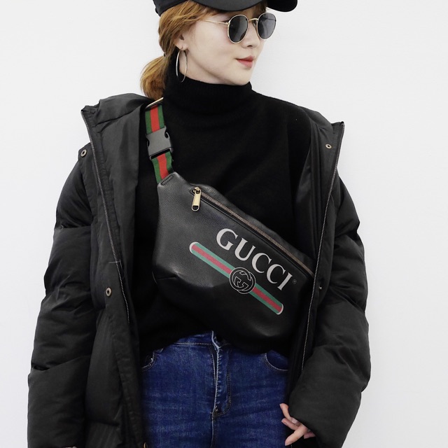 gucci belt bag print leather