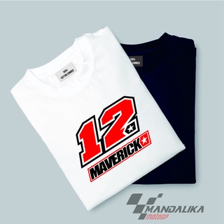 เสื้อยืดคอกลมMaverick vinales 12 mandalika เสื้อเชิ้ตวงจรS-5XL