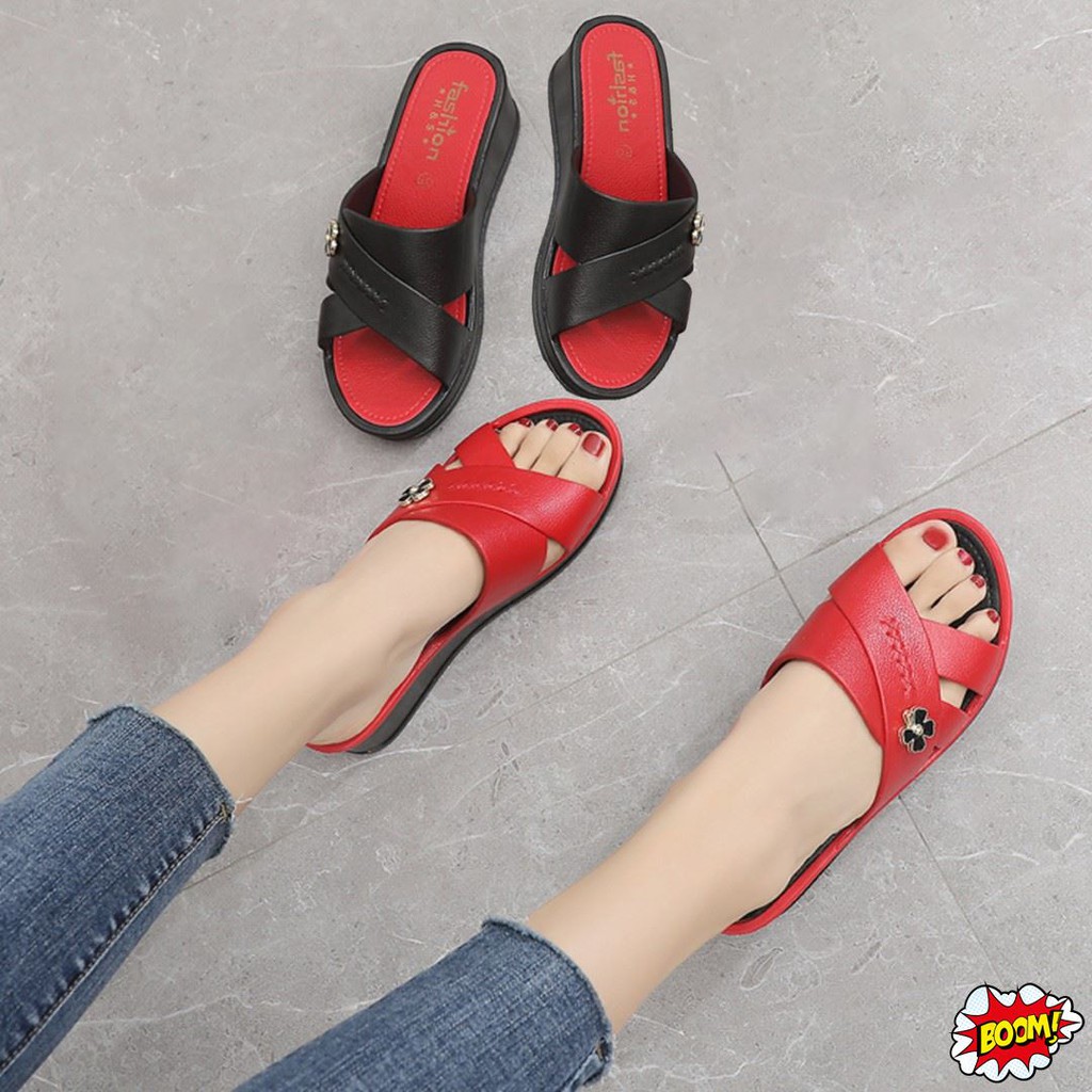 BOOM รองเท้าแตะสวม ส้นตึก 3 สี เบอร์ 36-40