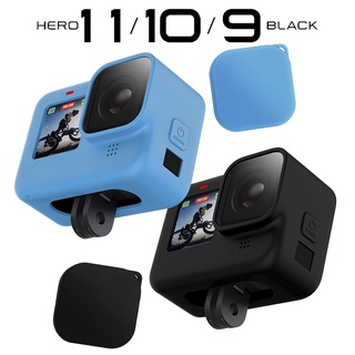 เคสซิลิโคน สีดํา พร้อมสายคล้อง อุปกรณ์เสริม สําหรับ GoPro Hero 11 10 9 Go pro 11 10 9