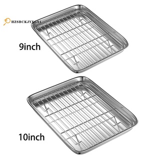 9 Inch Toaster Oven Tray and Rack Set, Small Stainless Steel Baking Pan with Cooling Rack,Dishwasher Safe Baking Sheet