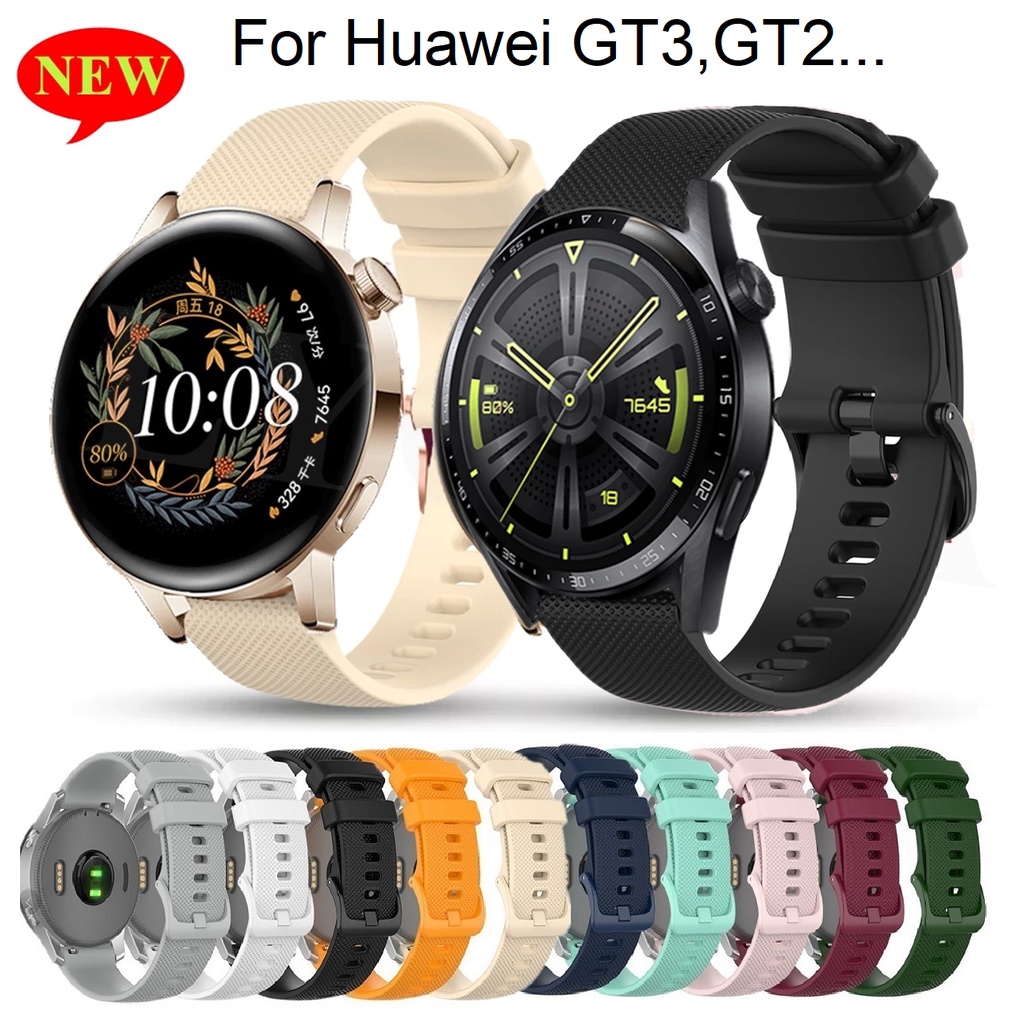 สายนาฬิกา huawei watch gt 4 สาย Huawei watch GT3 Strap Silicone band For Huawei GT 3 pro / GT2 / GT2 pro / Galaxy watch 6 / Huawei GT3 สายนาฬิกา amazfit bip 5/ Amazfit GTR 3 /GTR2e/ Realme Watch 2 Pro / GTS 2/ GTS 3 / gts2 mini สาย huawei watch gt 4 Strap