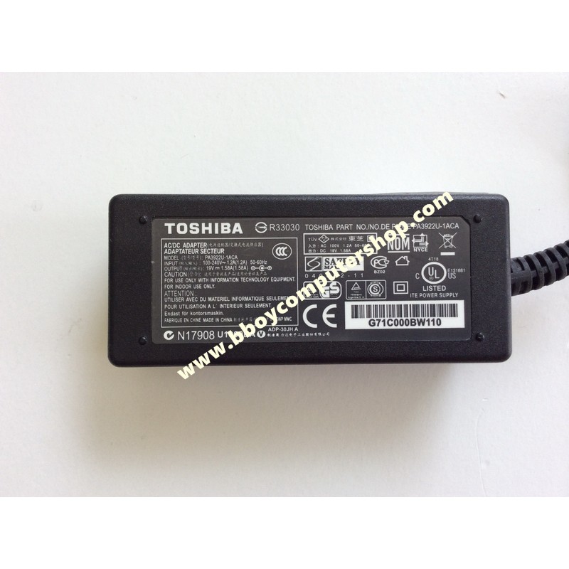 TOSHIBA Adapter อะแดปเตอร์ ของแท้ TOSHIBA 19V 1.58A 30W หัว 5.5*2.5 30W