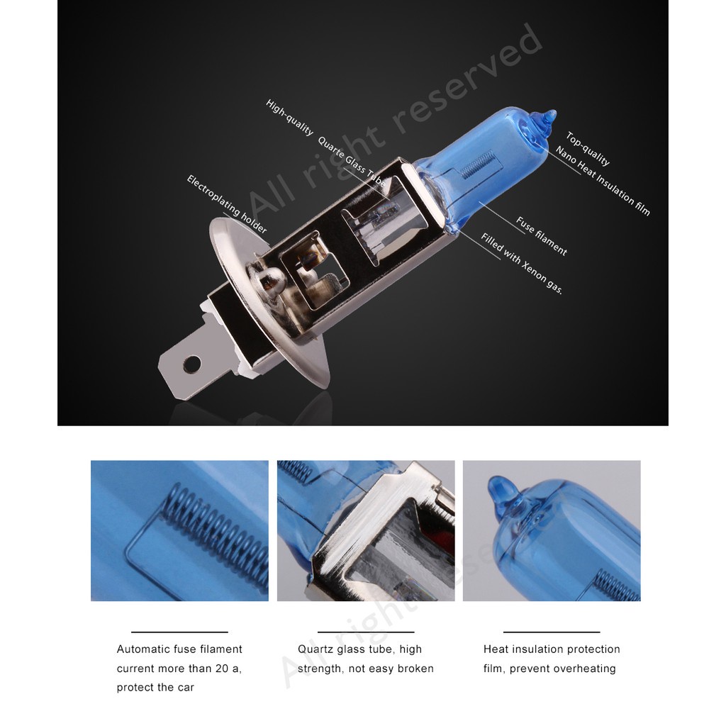 H1 H3 H4 H7 H8 H9 H11 HB3 HB4 9006 55W 100W 5000K Super Bright White รถฮาโลเจนหลอดไฟรถจัดแต่งทรงผมไฟหน้าหมอกไฟ - รูปที่ 2