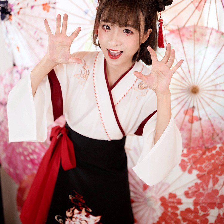 Hanfu ของผู้หญิงแต่งกายเสื้อผ้าชั้นยาวดอกไม้นางฟ้ากระโปรงฮันองค์ประกอบสไตล์จีนสองชิ้นชุด ชุดฮั่นฝู ชุดจีนโบราณ Cosplay - รูปที่ 7