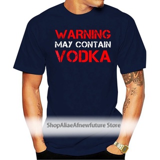 [S-5XL] เสื้อยืด พิมพ์ลายคําเตือน May Contain Vodka Saying สําหรับผู้ชาย 947325