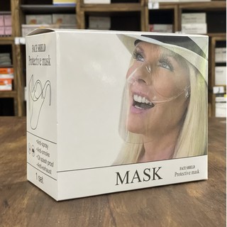 Anti-PM2.5 หน้ากากป้องกันฝาครอบปากโปร่งใส Protective Transparent Face Shield Mask  Plastic Reusable Clear Face [26723]