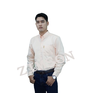 เสื้อเชิ้ตแขนยาว สีส้ม ยี่ห้อ ZIMSON