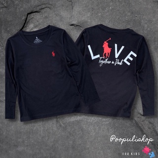 เสื้อยืดเด็กชาย แขนยาว สกรีนลาย polo ผ้าคอลตอล