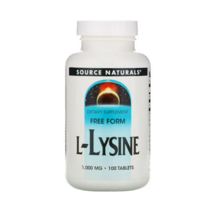 💋L​-Lysine1000mg​ Source Naturals💓Free Form L lysine วิตามินเพื่อฟื้นฟูสภาพผิวเข้มข้น​​ 100เม็ด​ แอล