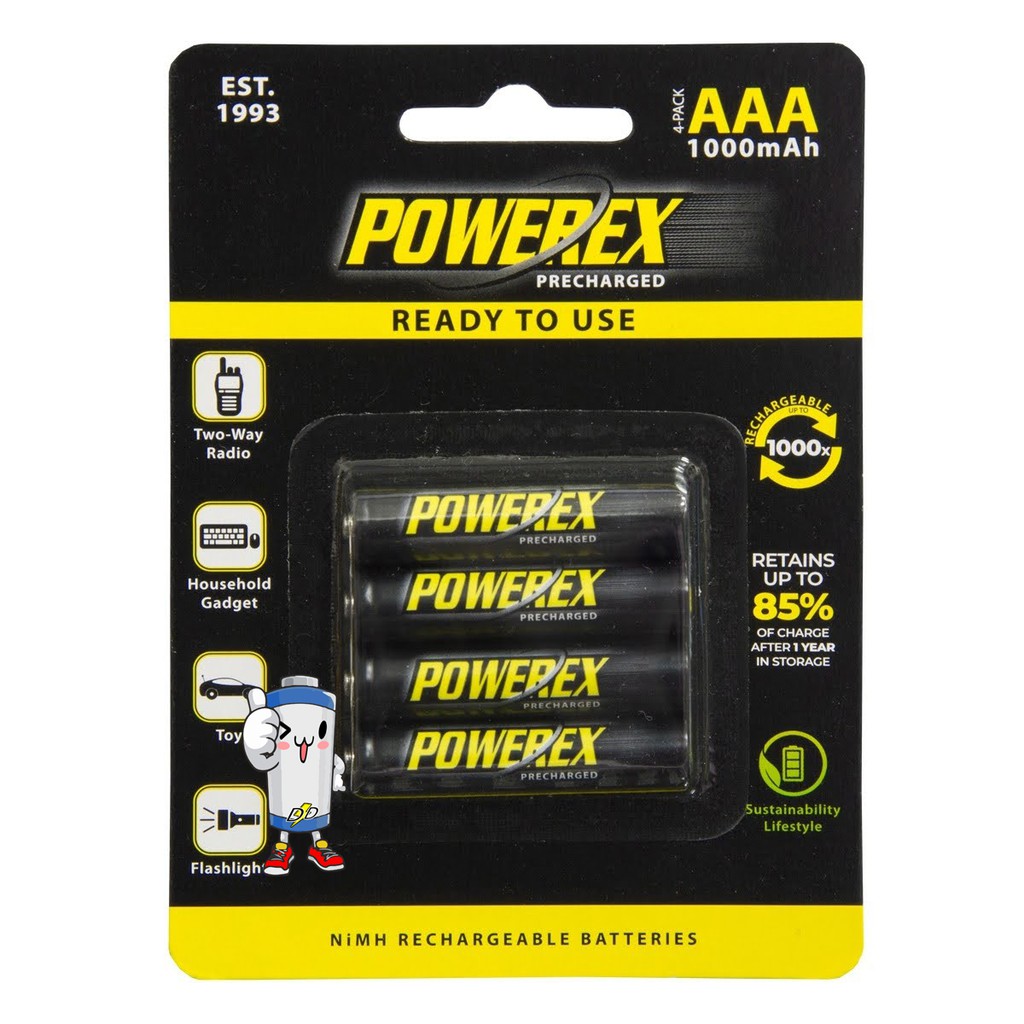 ถ่านชาร์จ Powerex Precharge AAA 1000mAh แพ็ค 4ก้อน
