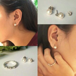 Lina pearl earring ต่างหู​มุก​มินิมอล​ ตัวเรือน​เงิน​แท้​ 925​