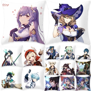 ปลอกหมอนพิมพ์ลาย Anime Genshin ขนาด 45X45 ซม .
