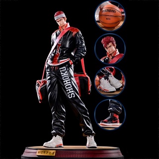 โมเดล สแลมดั้ง slamdunk ซากุรางิ สูงรวมฐาน32 cm มีหัวเปลี่ยนได้ มีกระเป๋าผ้า ลูกบาส รองเท้าบาส