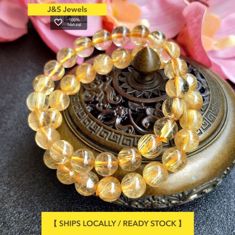 💯% Semulajadi @ Gelang Kristal Gold Rutilated (NATURAL GOLD RUTILATED QUARTZ) 天然!