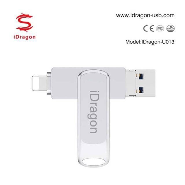 ✢iDragon IDrive32G/64G/128G Super High Speed USB 3.0 แฟลชไดร์ฟ 3 in 1 สำหรับ iPhone/ Micro USB/ USB（U013）