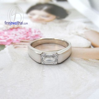 Finejewelthai แหวนเพชร-แหวนเงิน-เพชรสังเคราะห์-เงินแท้-แหวนหมั้น-แหวนแต่งงาน-Diamond CZ-Silver-Wedding-Ring - R1004cz